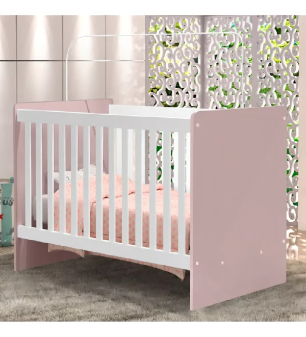 Berço Simples Catatau com Colchão –Rosa-Imagem 3