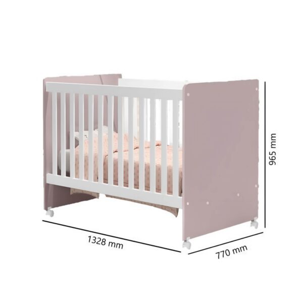 Berço Simples Catatau com Colchão –Rosa-Imagem 2