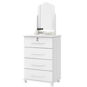 Cômoda Dalila 4 Gavetas Espelho Branco