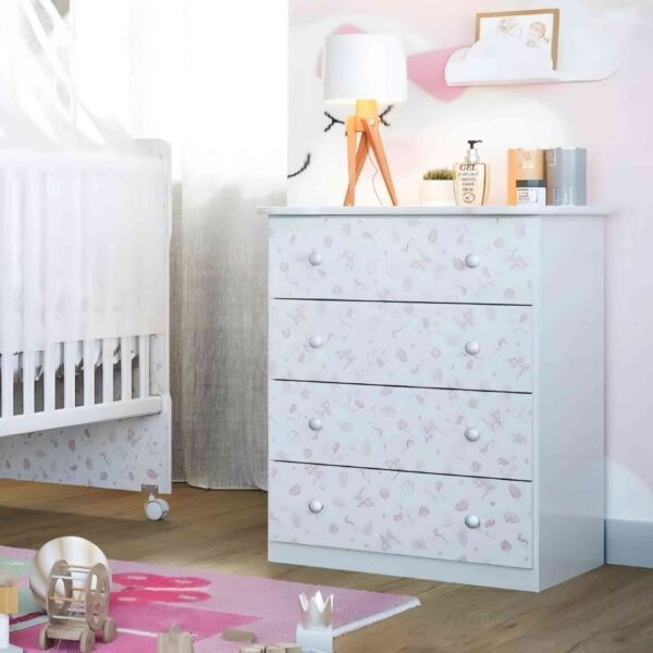 Cômoda Bebê Newbaby 4 Gavetas Rosa-Imagem 2