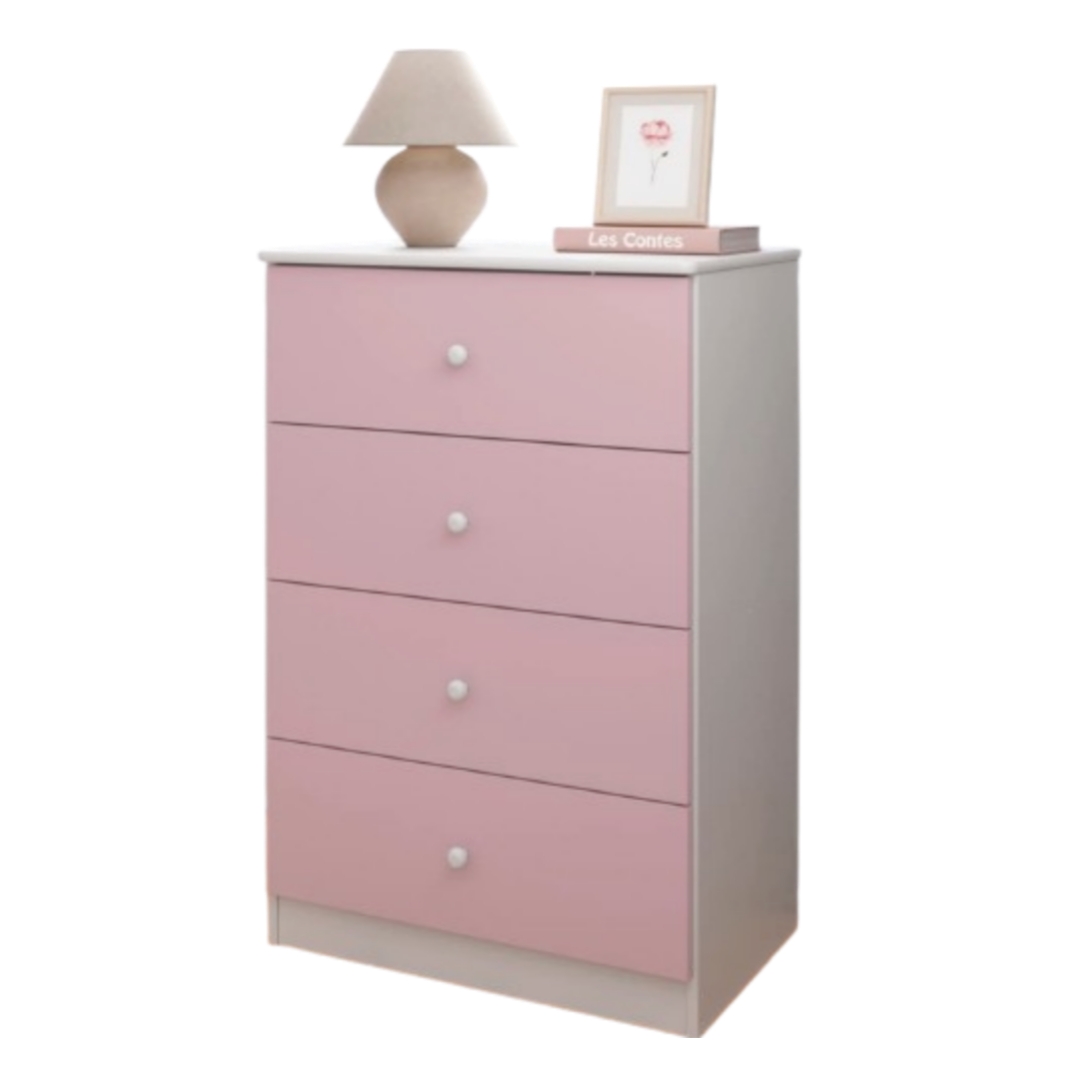 Cômoda Bebê Golden 4 Gavetas Rosa