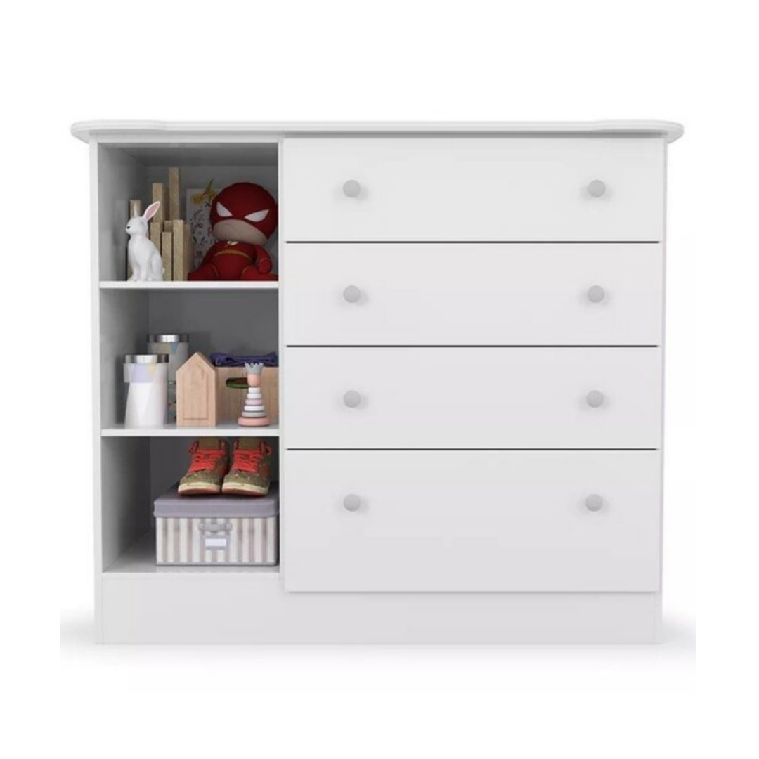 Cômoda Bebê Newbaby Baby 4 Gavetas 1 Porta Branco-Imagem 2