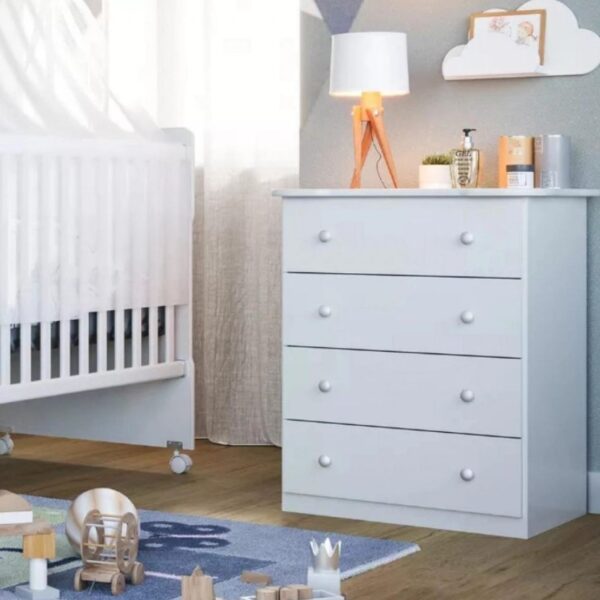 Cômoda Bebê Newbaby 4 Gavetas Branco-Imagem 4
