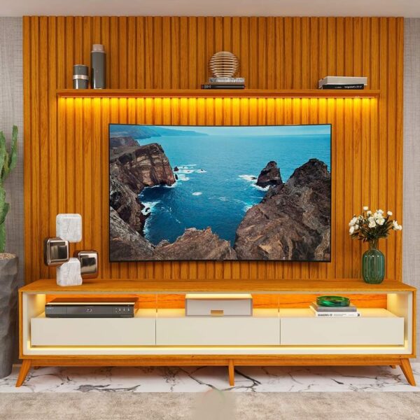 Conjunto Painel Ripado 2,75m + Rack Requinte-Imagem 2