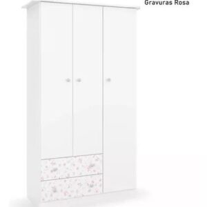 Guarda-Fato Bebê Newbaby com 03 Portas e 02 Gavetas Gravuras