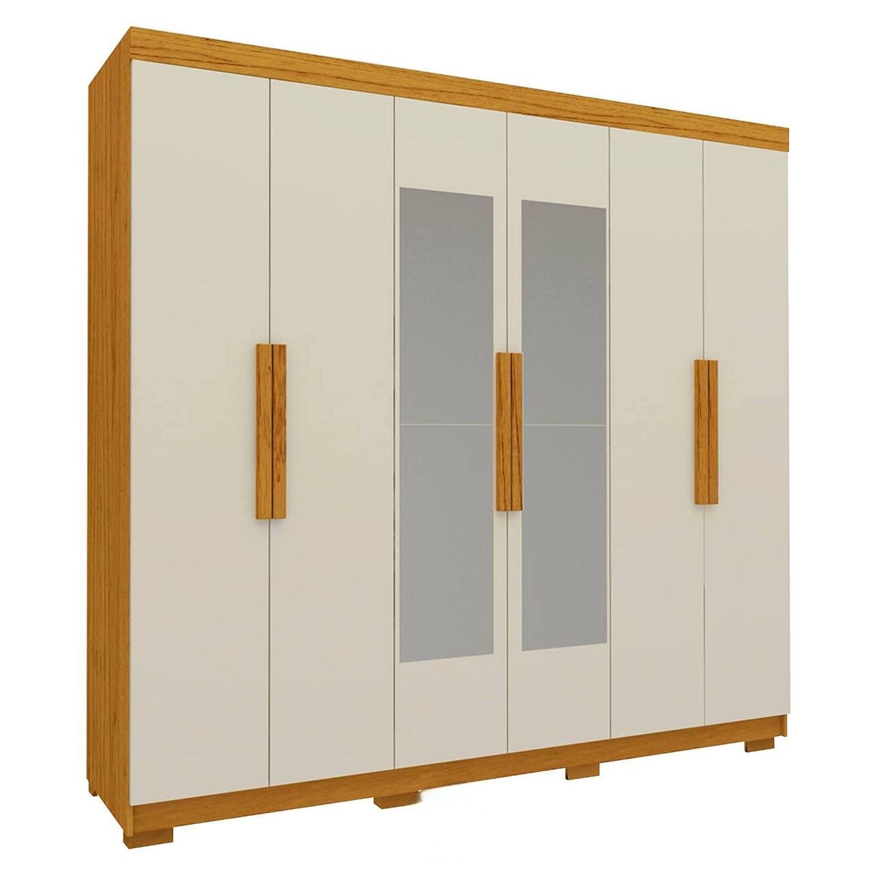 Guarda-Fato Império 6 Portas com Espelho Gelius Naturale Off White