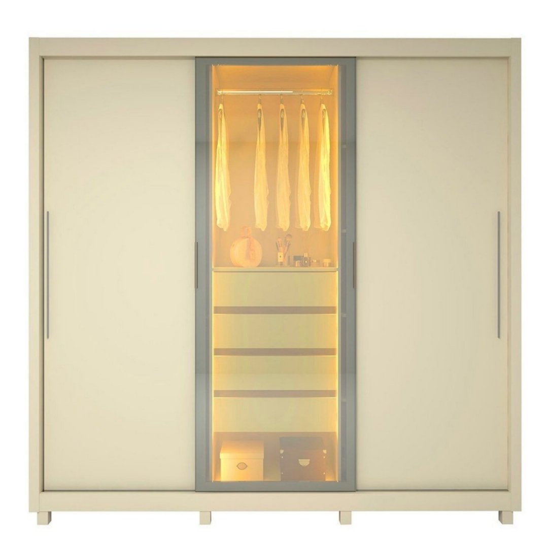 Guarda-Fato Royale 3 Portas com LED Gelius Off White
