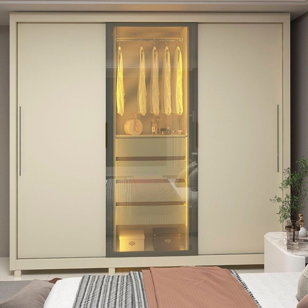 Guarda-Fato Royale 3 Portas com LED Gelius Off White – ambiente